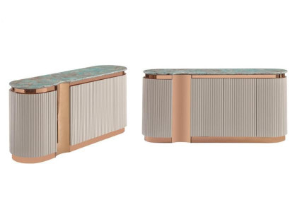 Stilvolle Sideboard Kommode Anrichte Spiegel Holz Esszimmer Schränke Set beige